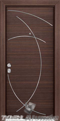 θωρακισμένη πόρτα με μοντέρνο inox σχέδιο ΘΠ-108